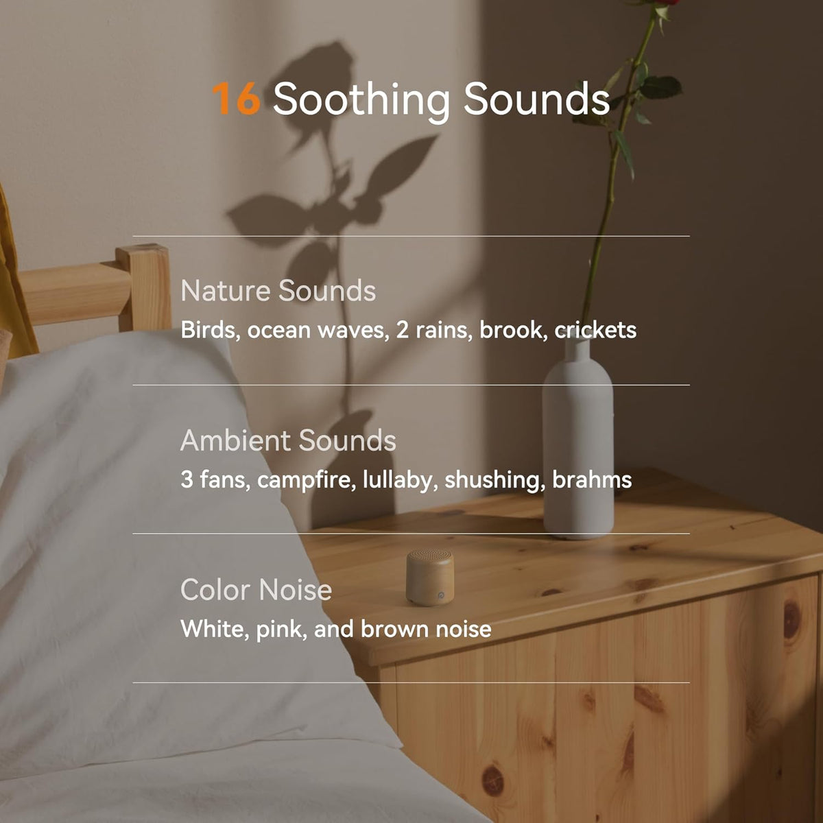 Dreamegg Portable Sound Machine - Travel Sound Machine for Sleep, Features Powerful Battery, Egg-Sized, 16 Soothing Sounds, Timer, Sound Machine for Baby Adults Office Privacy Home Gift, 2 Pack, Wood