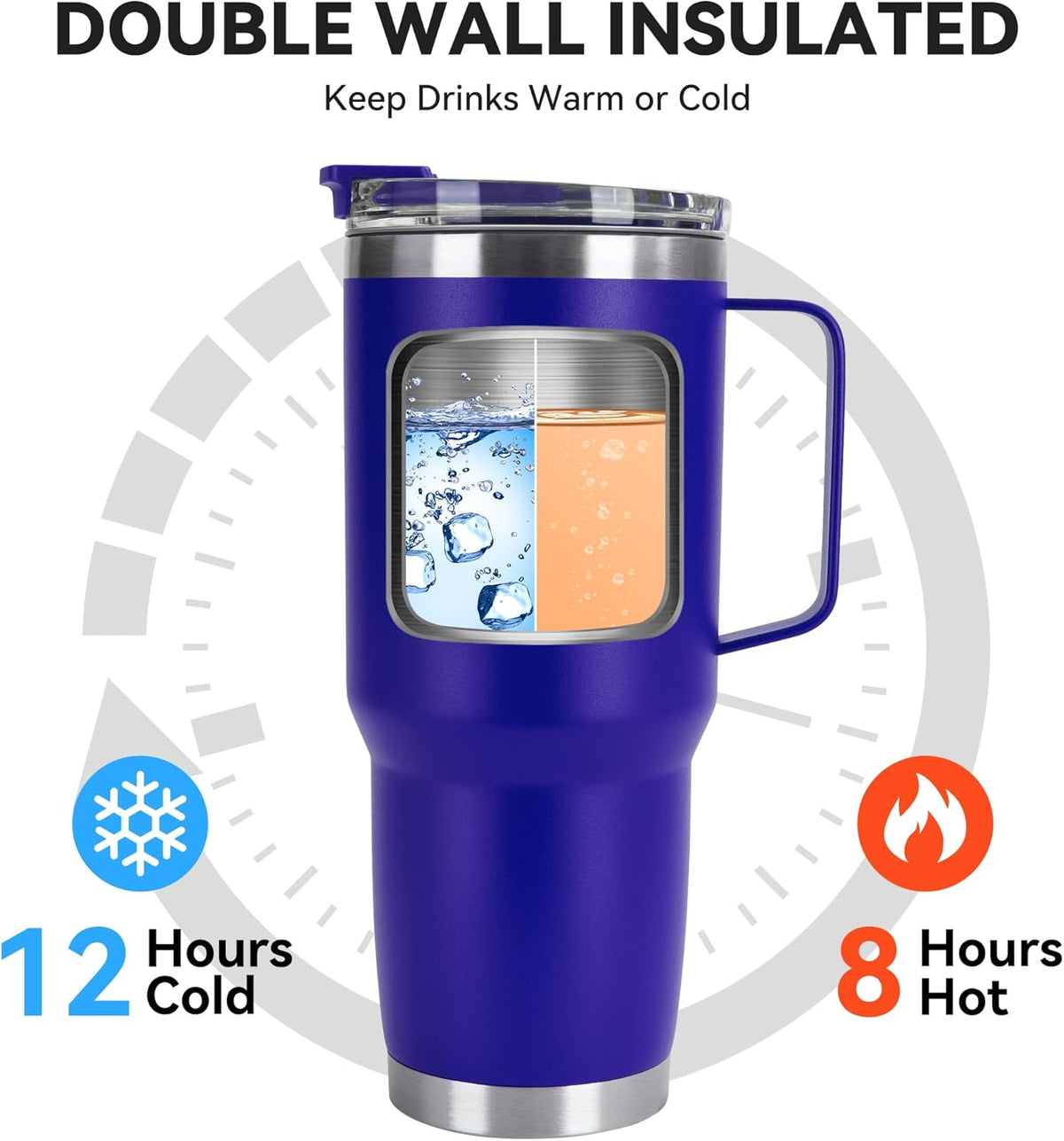 HASLE OUTFITTERS 30oz Tumbler Bulk with Handle, Insulated Travel Coffee Mug Set with Handle Leak-Proof Double Wall Stainless Steel Vacuum Tumblers Pack Metal Cup for Hot and Cold Drink