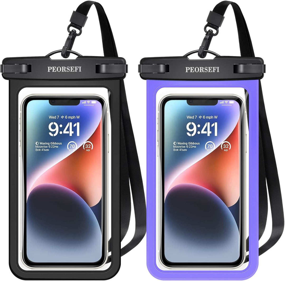 Universal Waterproof Phone Pouch-Waterproof Phone Case for iPhone 15 14 13 12 Pro Max XS Plus Galaxy S24+ S23 Up to 7",IPX8 Waterproof Cellphone Dry Bag Beach Vacation Cruise Ship Essentials-2 Pack