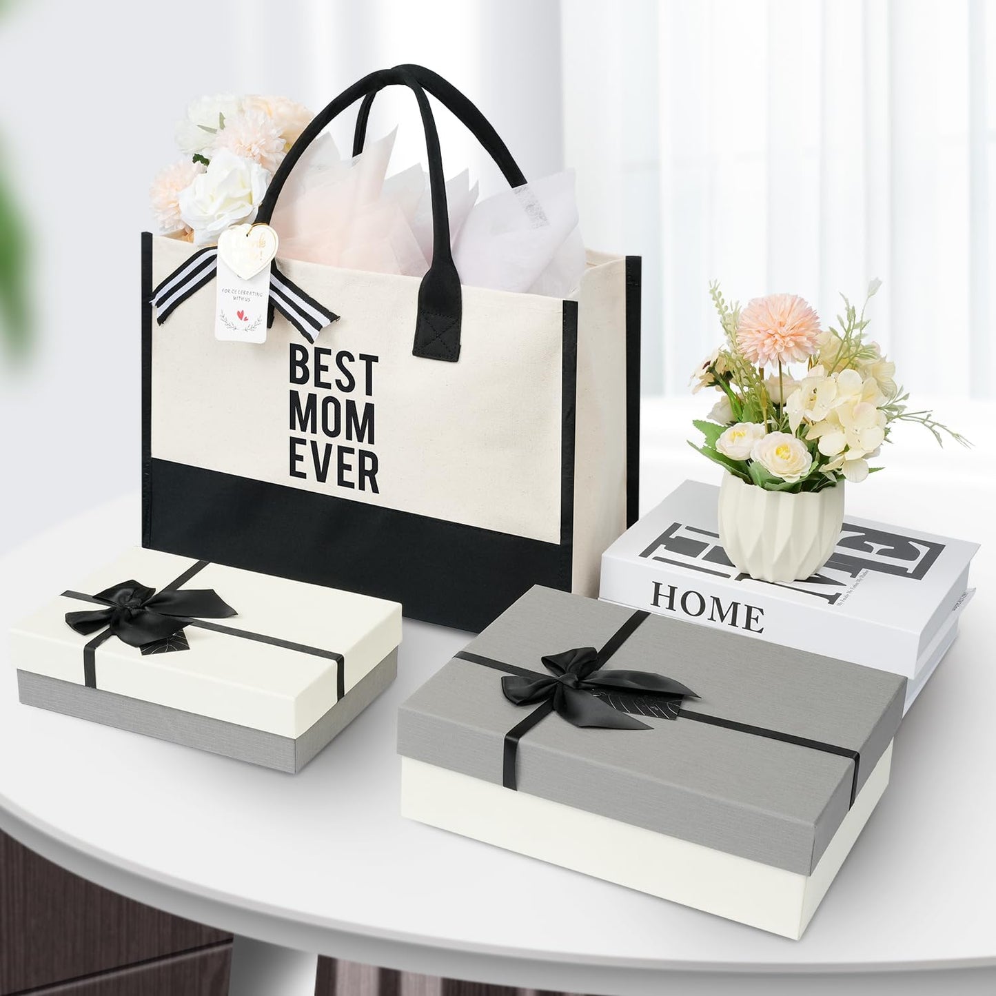 BAGAIL Initial Tote Bag, Personalized Birthday Gifts for Women, Teacher, Friends, Mom, Wedding, Monogrammed Beach Bag