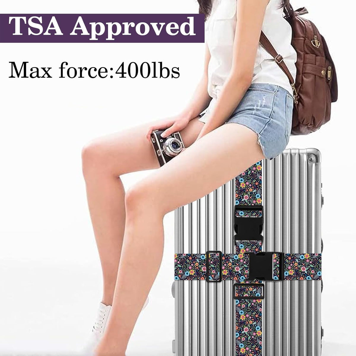 Luggage Straps for Suitcases TSA Approved, Luggage Identifiers for Suitcase, Adjustable Suitcase Strap for Baggage Security with Cute Patten, Travel Necessary Accessories 2Pack (Color Retro)