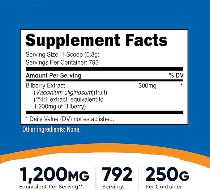 Nutricost Bilberry Powder 250 Grams - Gluten Free and Non-GMO