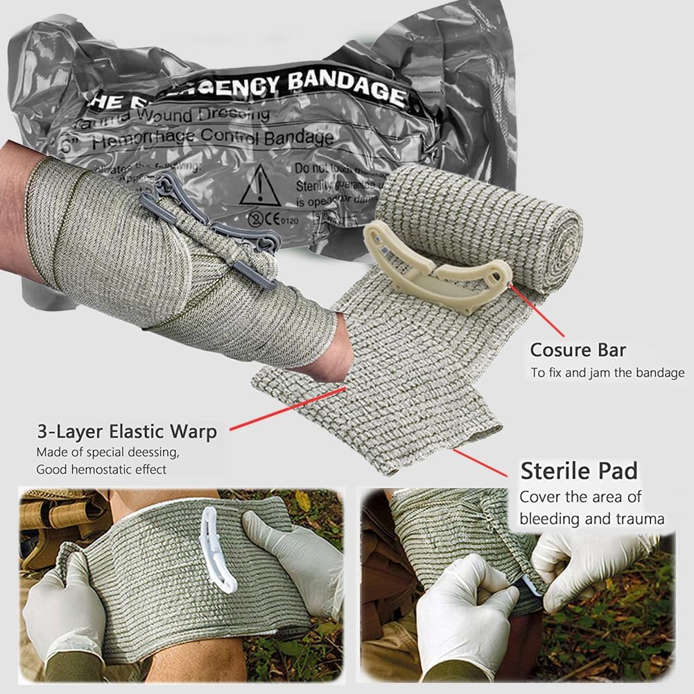 Tourniquet Pouch (Israeli Bandage + IFAK Pouch), Small Trauma Medical Kit Tactical First Aid for Camping and Hiking (Black)