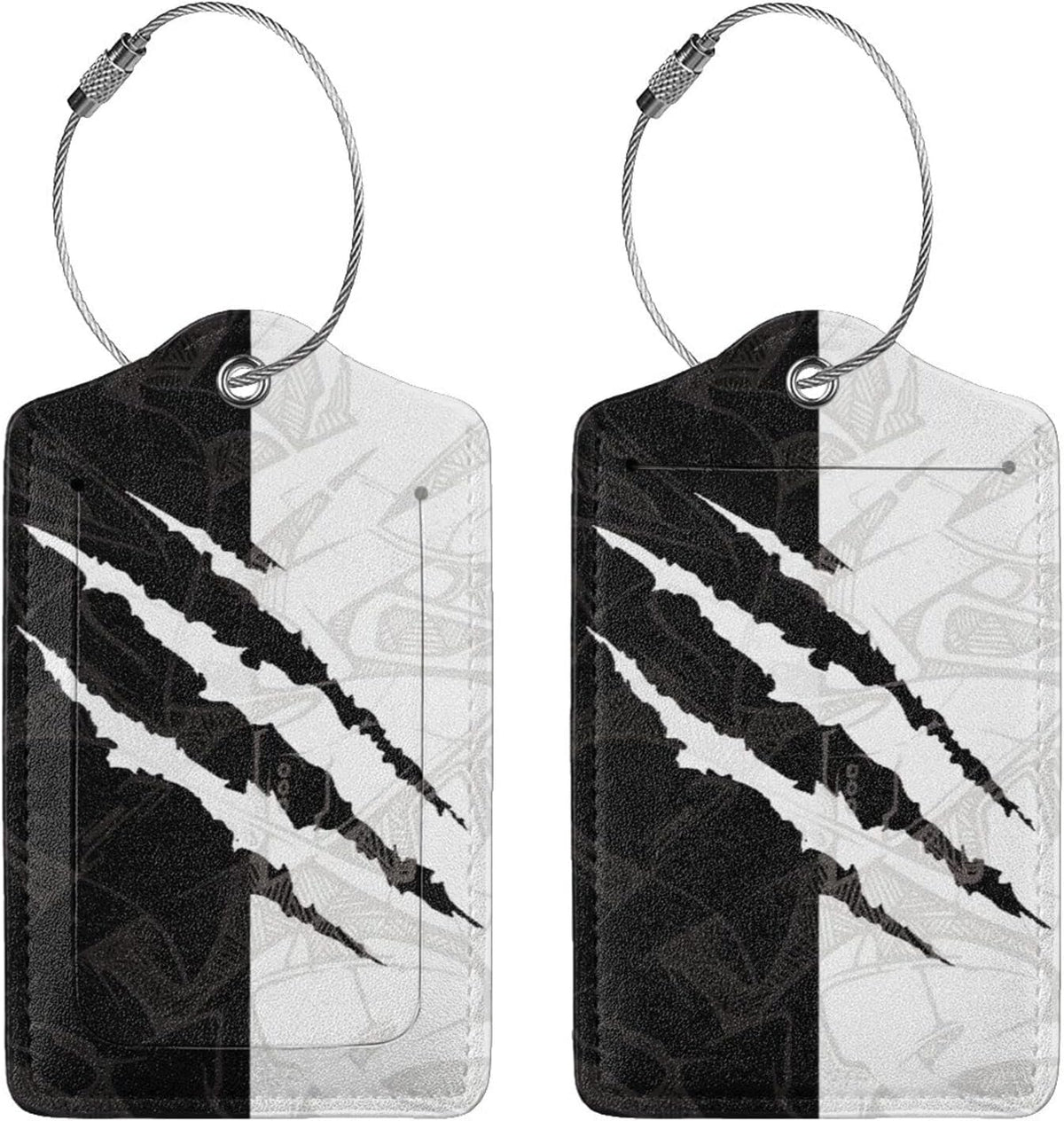 Black Against White Pattern Luggage Tags for Suitcases, Cool Scratches Bag Tags Private Name ID Labels for Travel Baggage Suitcase Lunch Box, Cruise Ships