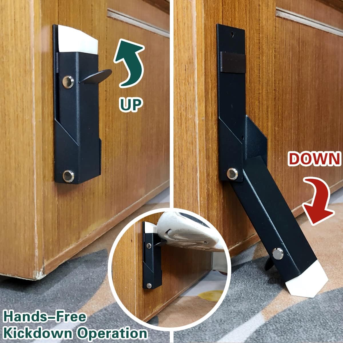 Door Stoppers for Bottom of Door, No Drilling Door Stopper, Door Holder to Keep Door Open, Under Door Noise Stopper, Drop Stops and Easy Install (Self-Adhesive Traceless Mounted)