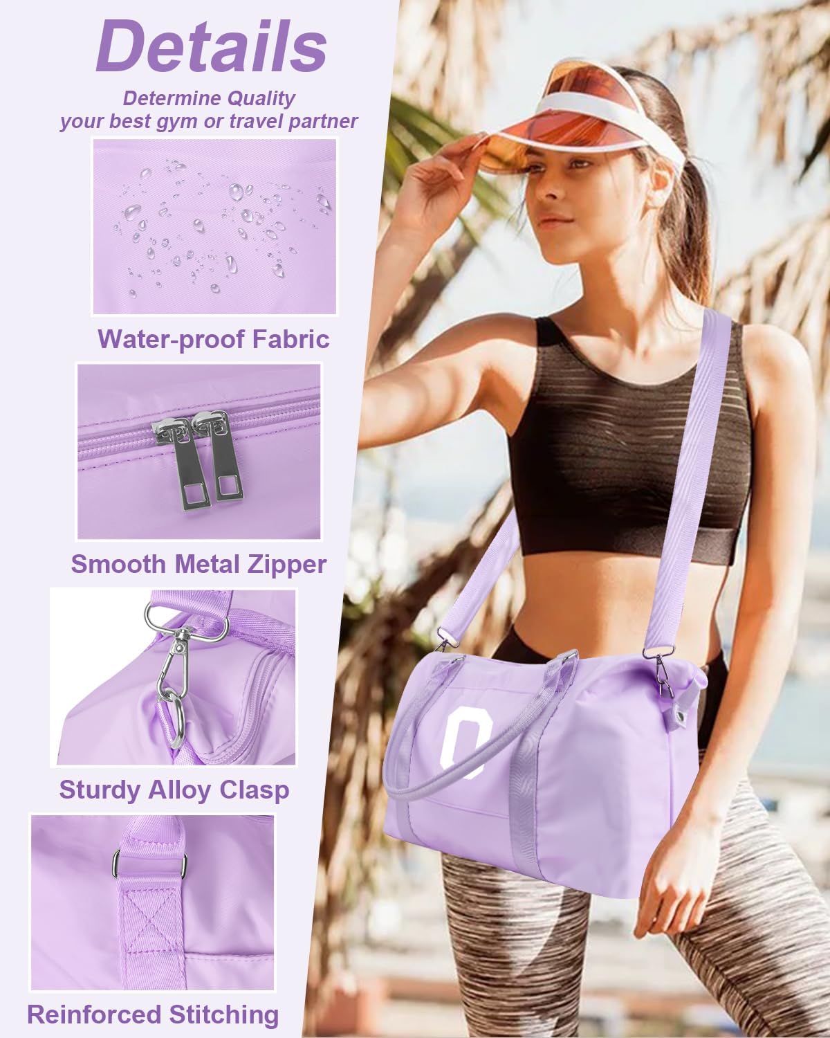 Daughter Niece Gifts for Teen Girl Kids, Initial Travel Duffel Bag Sports Gym Bag Personalized Gifts Weekender Bag，Monogram Overnight Bag Cute Dance Bag Birthday Bridesmaid Gifts for Women(Purple, O)