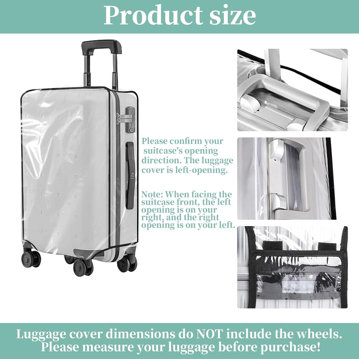 Clear PVC Luggage Cover, Waterproof Dustproof Anti-Scratch Suitcase Protector, Fits Wheeled Suitcases 18" 22" 24" 26" 28" 30" - Thicken Baggage Cover Case（18"）