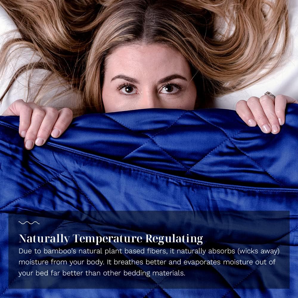 LUXOME Lightweight Blanket | 100% Rayon (Viscose) from Bamboo Fabric & Fill | King/Cal King - 98"x92" | Thermal-Regulating | Super Soft | Sapphire