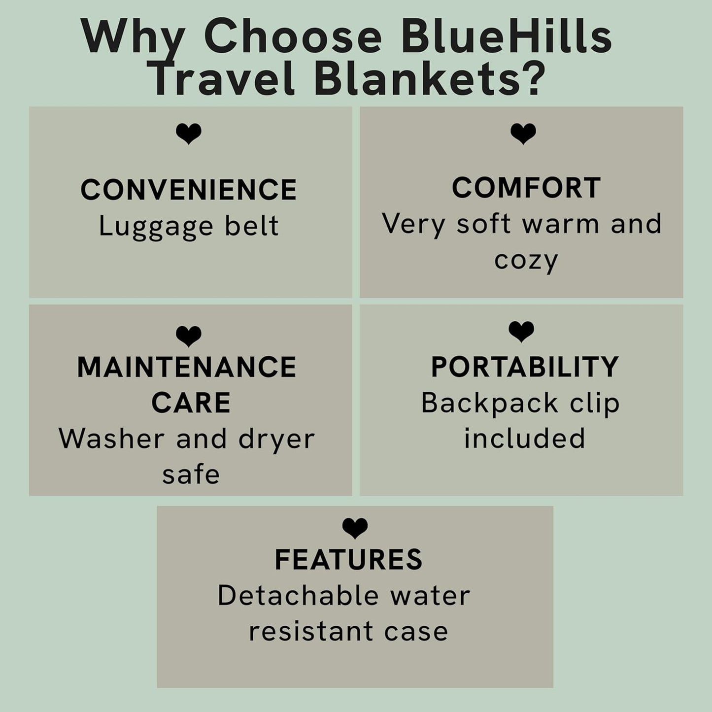 BlueHills Ultra Compact Travel Blanket Pillow in Portable Bag Case Soft 70 X 56 with Strap Backpack Clip Premium Cozy Soft Compact Pack Large Blanket for Airplane Flight Layover Grey - Gray C002