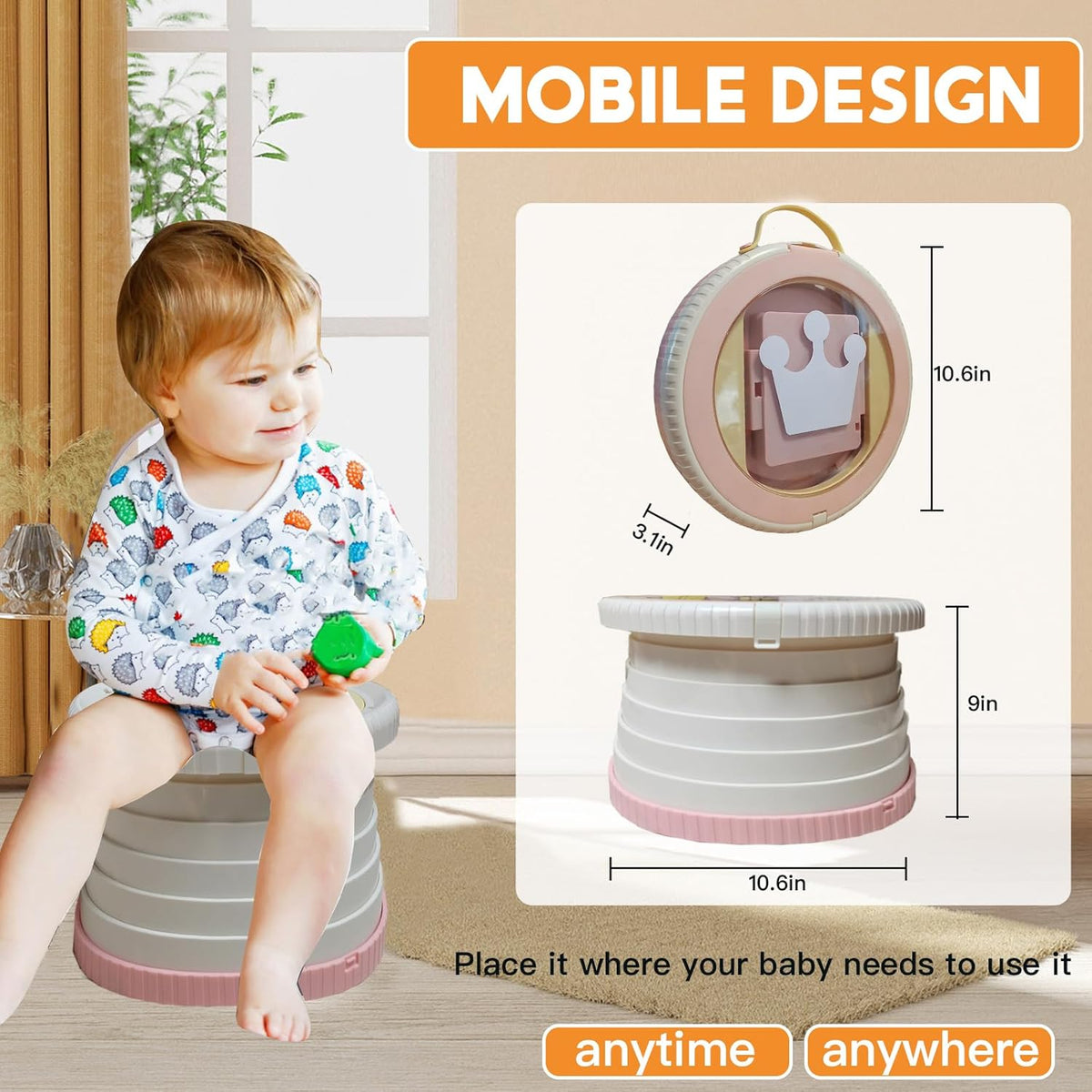 SunnySmile Portable Toilet for Kids,Portable Potty Seat for Toddler Travel,Travel Potty with Travel Bag, Applicable to Camping, Indoor/Outdoor Use, Includes 75 Replacement Bags