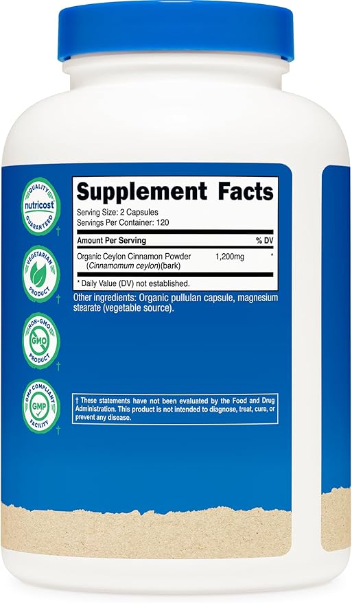 Nutricost Cinnamon Capsules (240 Capsules) 1200mg per Serving - Gluten-Free