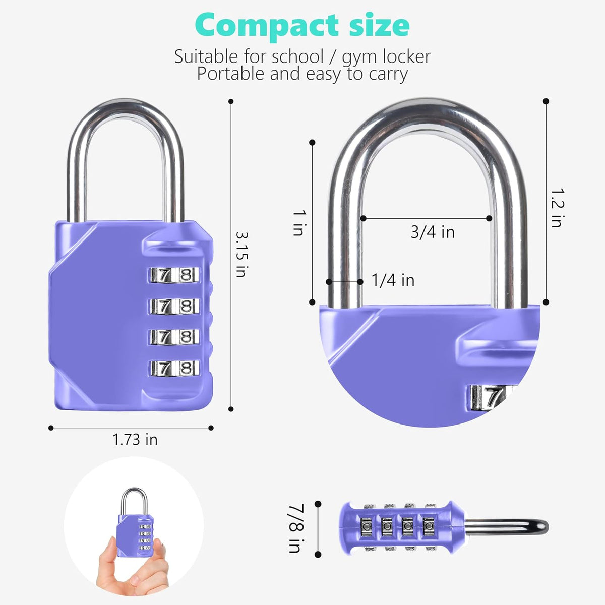 CL11VP Combination Lock, 4 Digit Outdoor Combination Padlock Set Your own Combination for Gym Locker Lock, School, Gates, Doors, Toolbox, Hasps and Storage (Very Peri *1)
