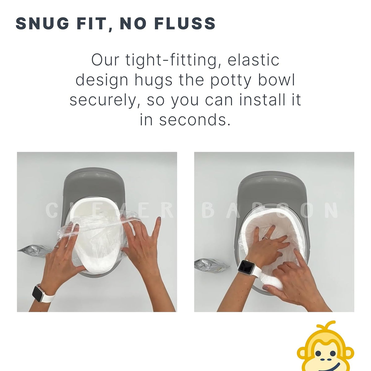 Potty Liners Compatible with Summer Infant My Potty Pro - 60 Count - Strong, Leak-Proof, Baby-Safe, Perfect Fit - Clever Baboon