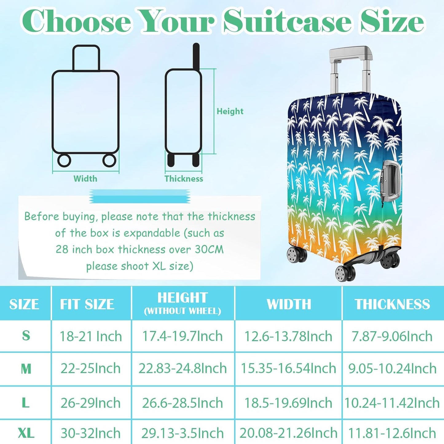 Luggage Cover for Suitcase Elastic Suitcase Cover Protector, Carry On Luggage Sleeve Anti Scratch Travel Essentials Suitcase Protector Fits 27-29