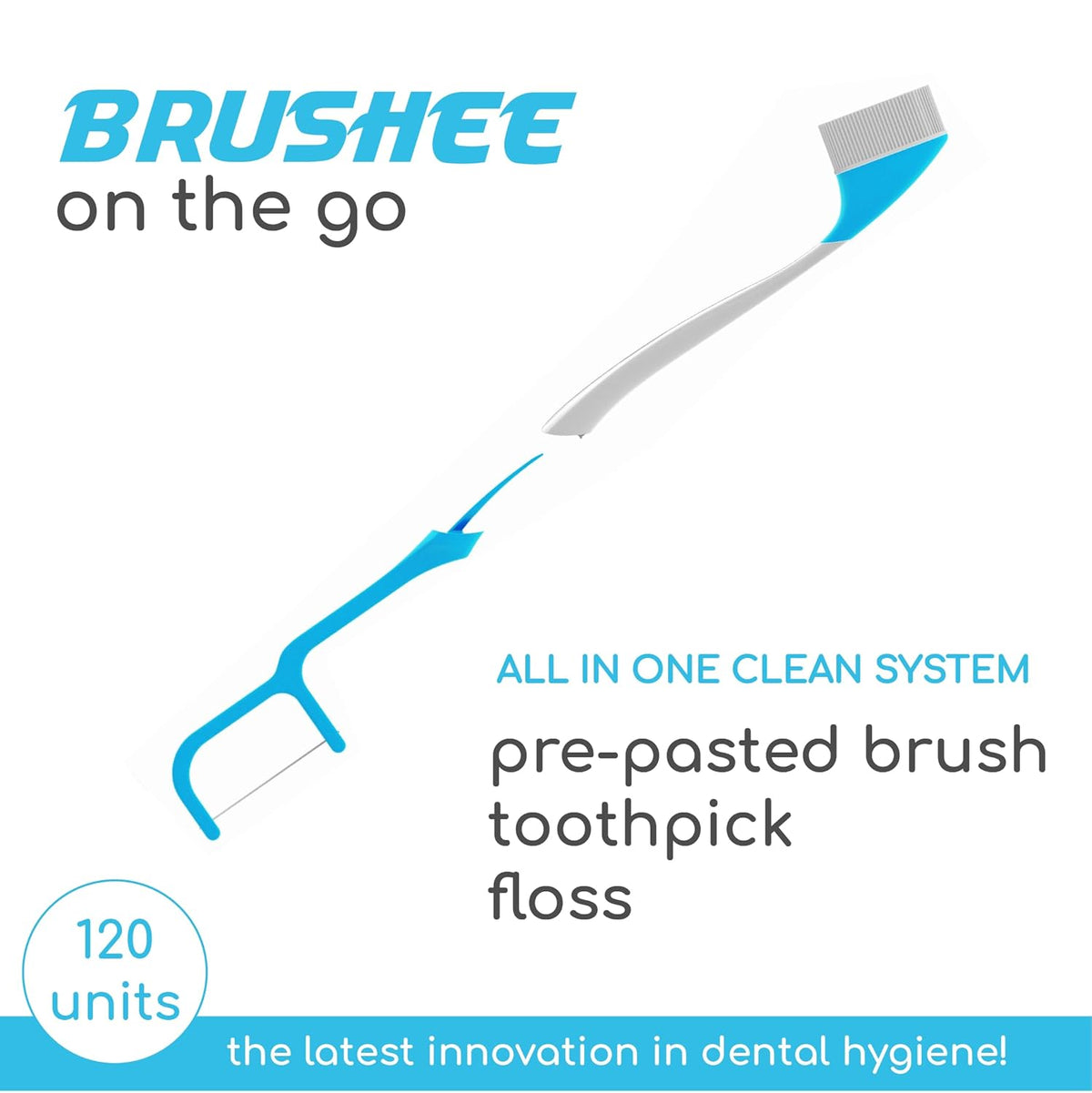 The Evolution of Oral Care | 4-in-1 Tool (Paste + Brush + Floss + Pick) | Individually Wrapped | Disposable | Prepasted Travel Toothbrushes | Small Adult Toothbrush - (120-Pack)