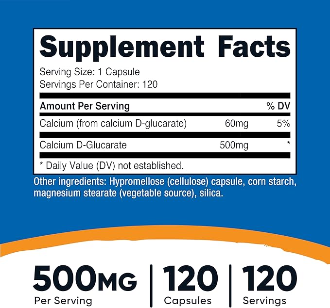 Nutricost Calcium D-Glucarate 500mg, 120 Capsules - Gluten Free, Non-GMO, Vegetarian Friendly