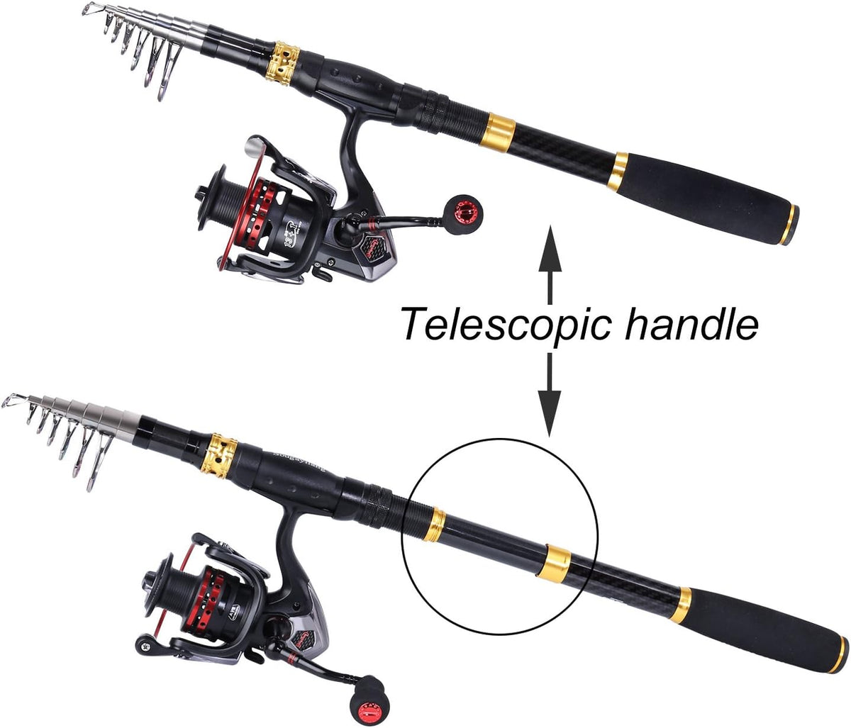 Sougayilang Fishing Rod Reel Combo with Telescopic Fishing Pole Spinning Reel Carrier Bag for Travel Saltwater Freshwater Fishing