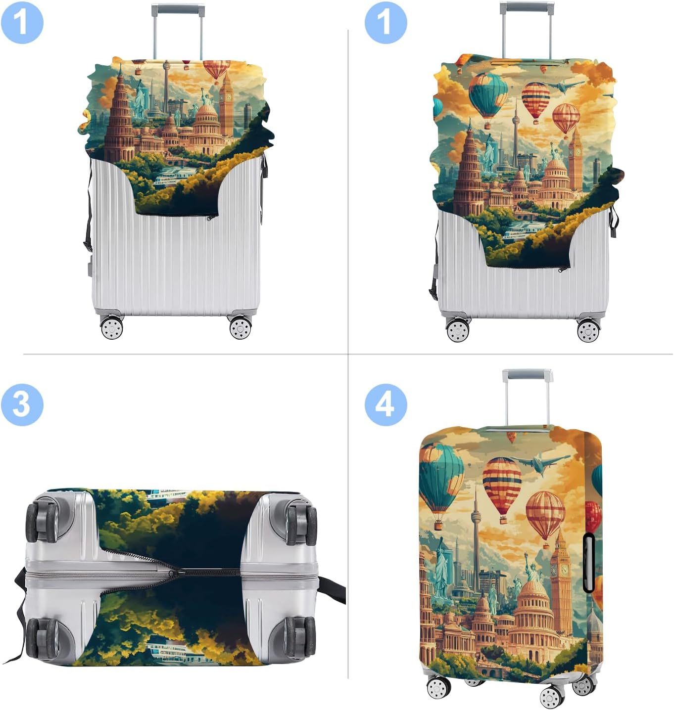 Luggage Cover Washable Suitcase Protector Anti-scratch Suitcase cover Fits 20-34 Inch Luggage (Balloon, M(24-26inch suitcase))