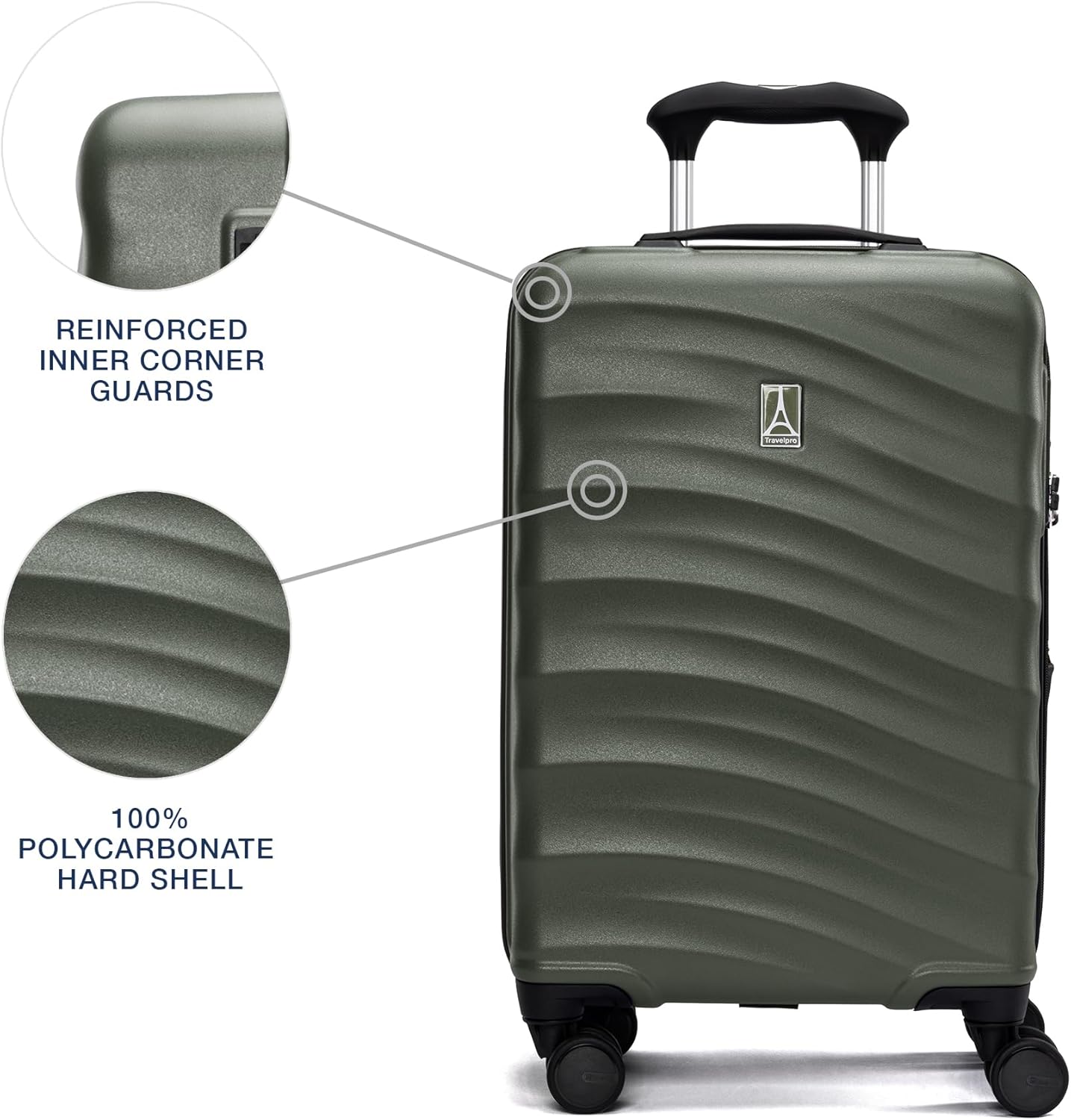 Travelpro Maxlite Air V2 Hardside Expandable Carry on Luggage, 8 Spinner Wheels, Lightweight Hard Shell Suitcase, TSA lock, Slate Green, Compact Carry On 20-Inch