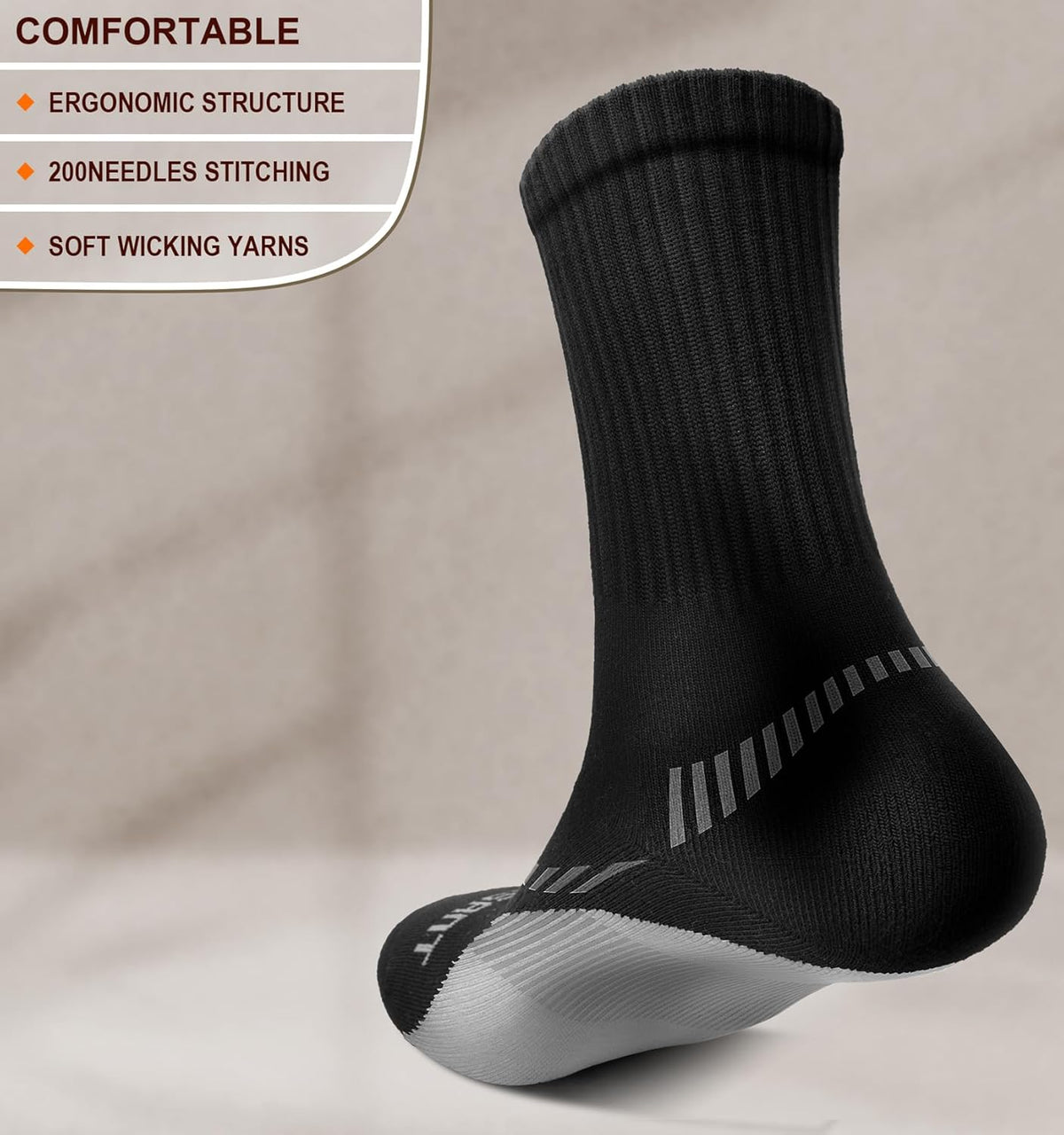 BULLIANT Compression Socks for Men 6Pairs, Athletic Crew Socks Cushioned For Men Sports Running-Arch Support