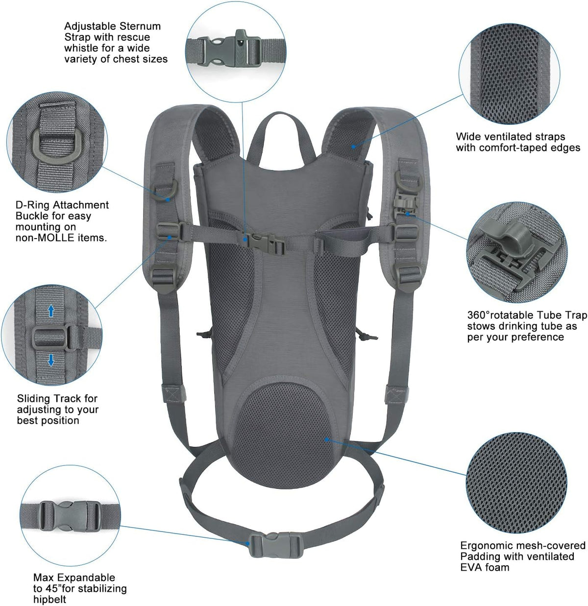 Unigear Tactical Hydration Packs Backpack 1050D with 3L Water Bladder, Thermal Insulation Pack Keeps Liquid Cool up to 4 Hours for Hiking, Cycling, Hunting and Climbing