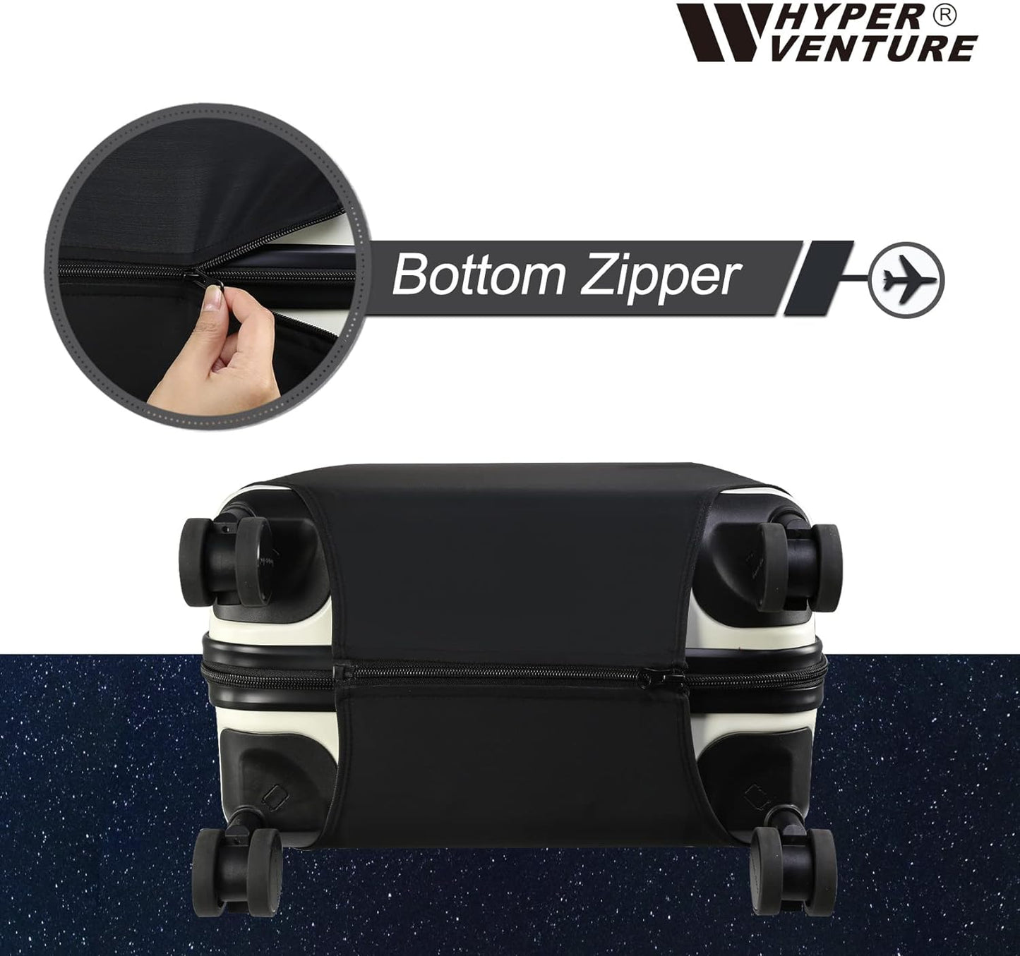 HYPER VENTURE Washable Luggage Cover - Fashion Suitcase Protector Fits 27-30 Inch Luggage (Black, L)
