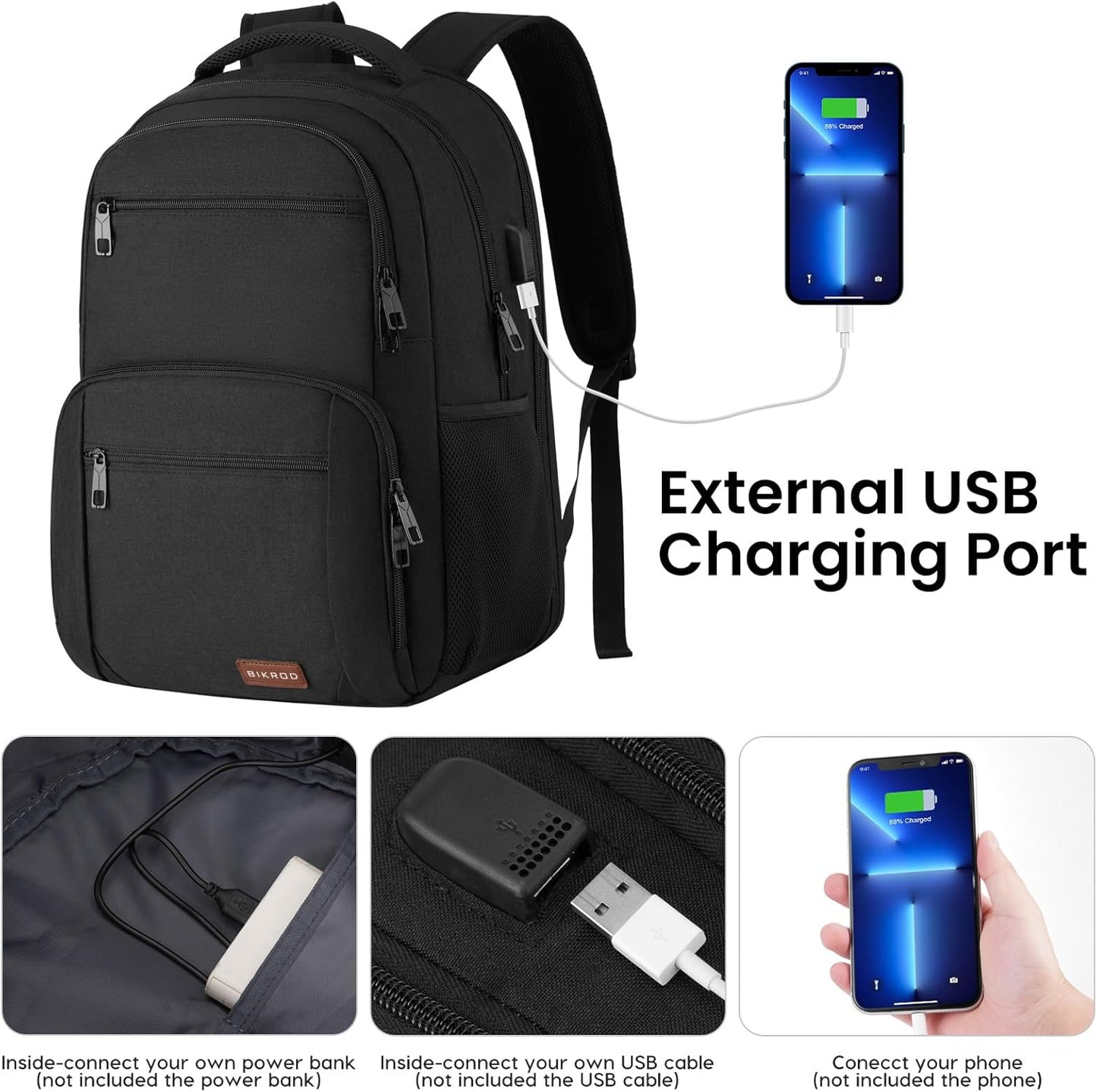 Backpack for Men and Women, School Backpacks for Teen Boys Water Resistant TSA Travel Backpack with USB Charging Port, Business Anti Theft Sturdy Computer Bag Gifts Fits 15.6 Inch Laptop,Black