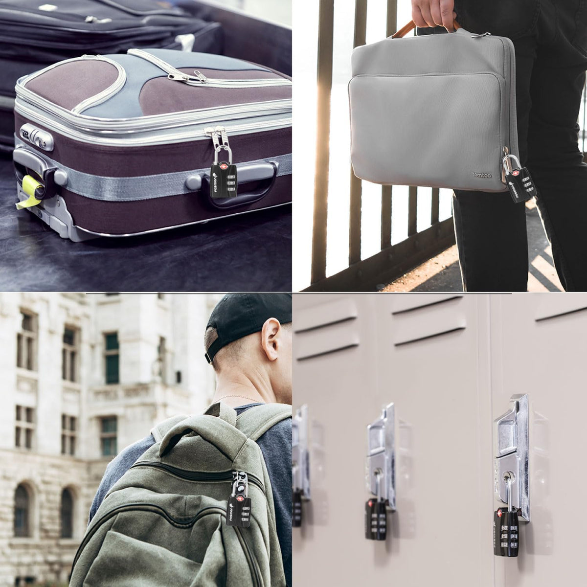 Fosmon TSA Approved Locks for Luggage. Suitcase Locks with Open Alert Indicator, 3 Digit Combination Padlock with Alloy Body for Travel, Backpack Zipper Anti Theft, Locker, Gym, Gun Case, Tent- 2 Pack