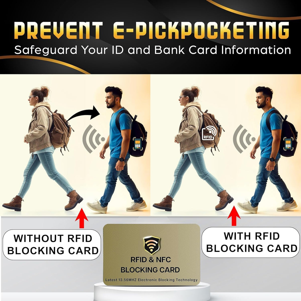 SaiTech IT RFID Cards One Card Protects Entire Wallet Purse for Men & Women, Contactless Bank Debit Credit Card ProteRFID Goldenctor ID ATM Guard Card – Golden (50 PCs Bulk RFID Card Golden)