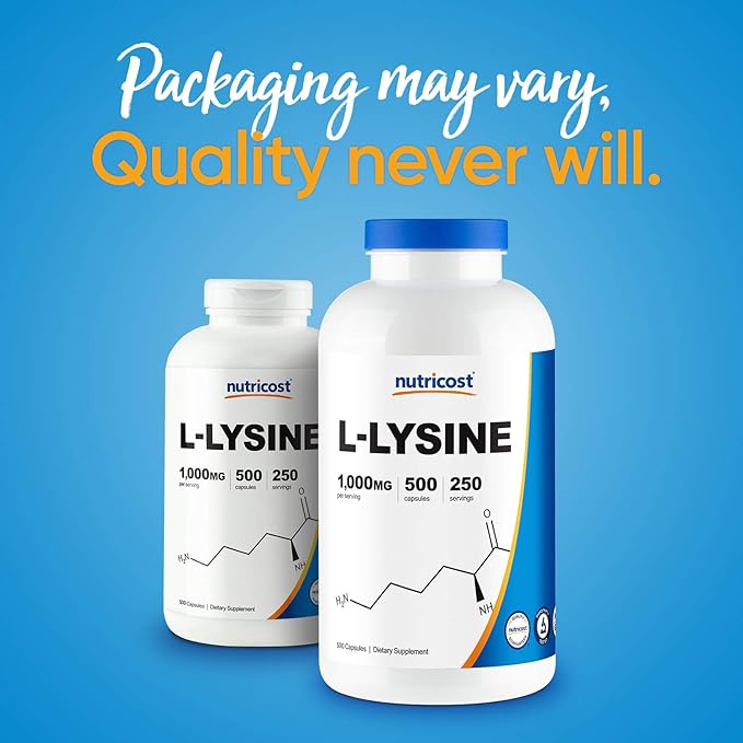 Nutricost L-Lysine 500mg (1000mg Serving), 500 Capsules (2 Bottles)
