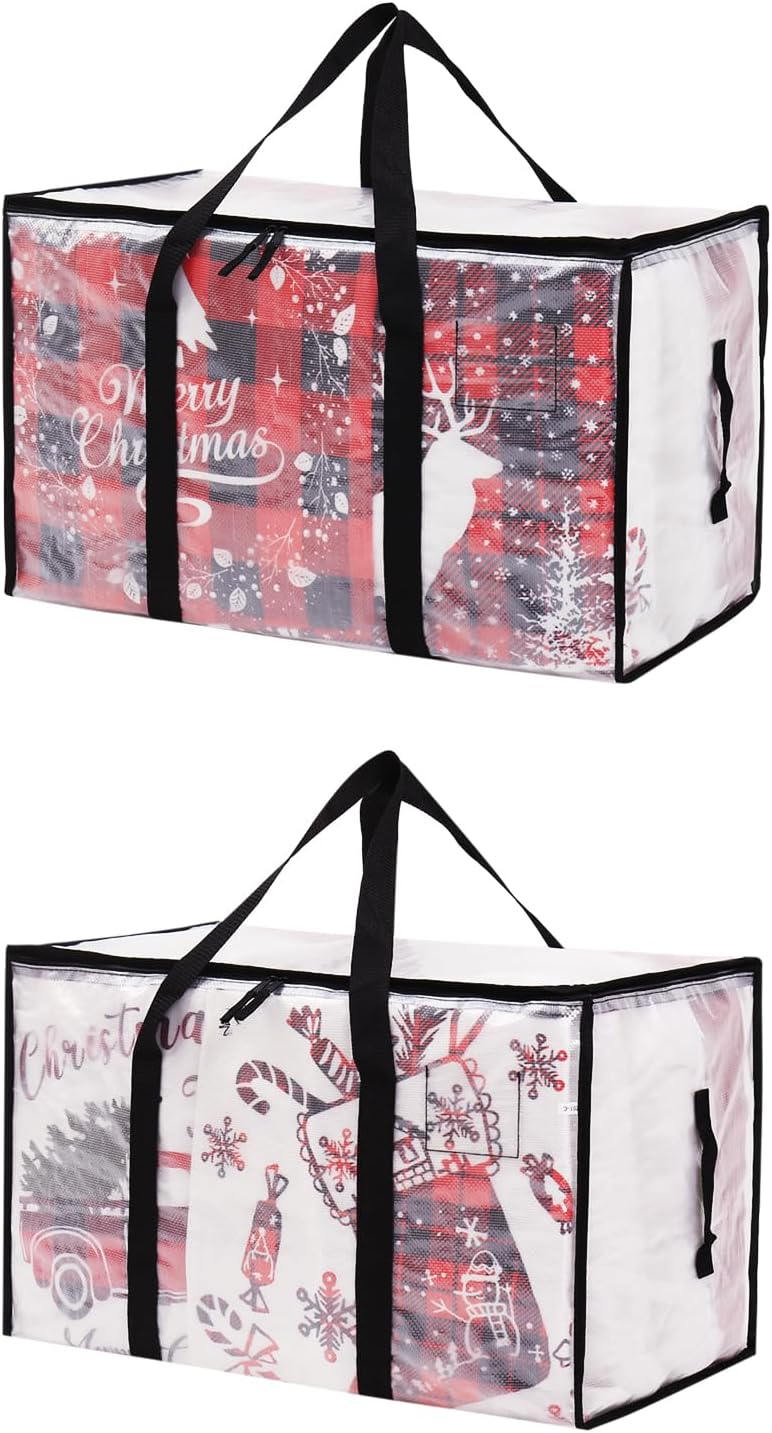 Moving Bags Heavy Duty Extra Large, Alternative for Moving Boxes & Moving Supplies,Clear Storage Bins with Lids, Plastic Packing Tote, Storage Bags for Clothes with Handles & Zippers(Clear, 2 Pack)