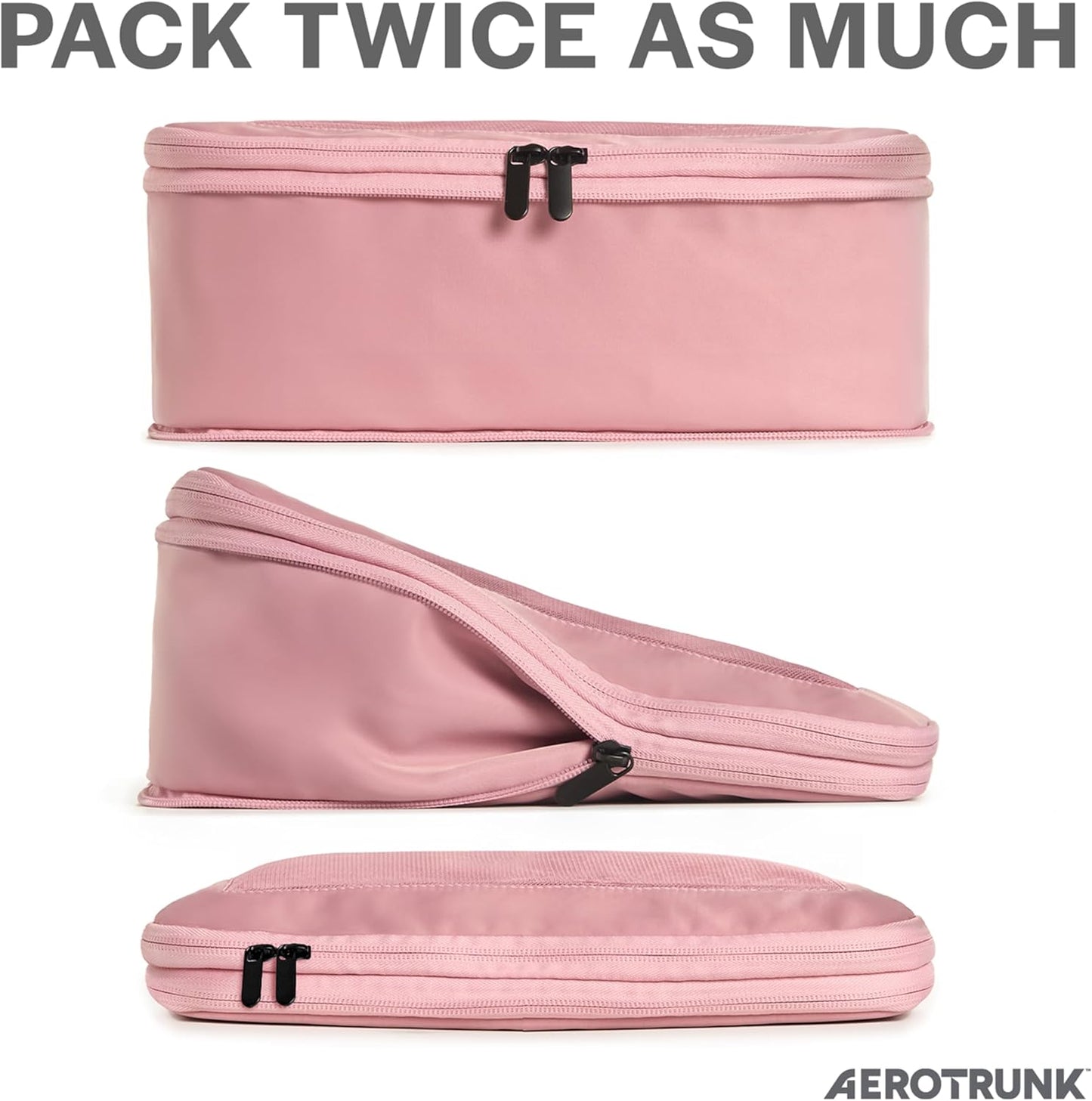 Compression Packing Cubes for Travel - Luggage Organizer Bags - Double Zipper Packing Cubes for Suitcases (6-Pack, Rose)