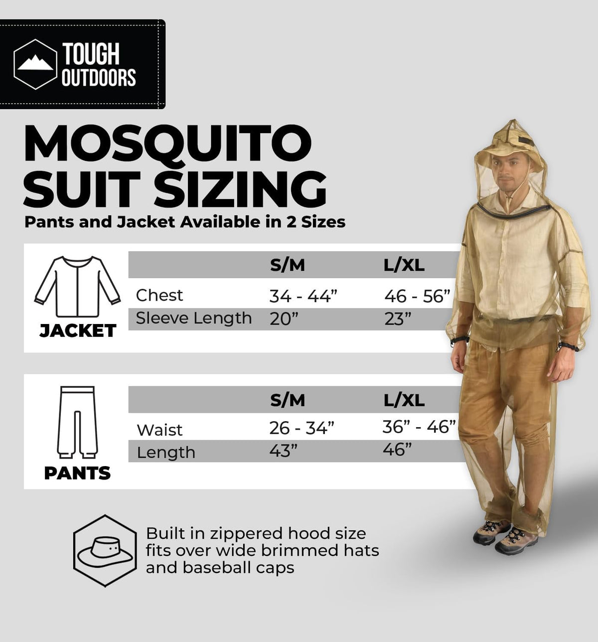 Tough Outfitters Mosquito Suit Jacket & Pants - Mosquito Repellent Clothing for Men & Women - Insect, Bug Proof Net Mesh Suit for Gardening & Outdoor - from Flies, Tick, Gnats - Large