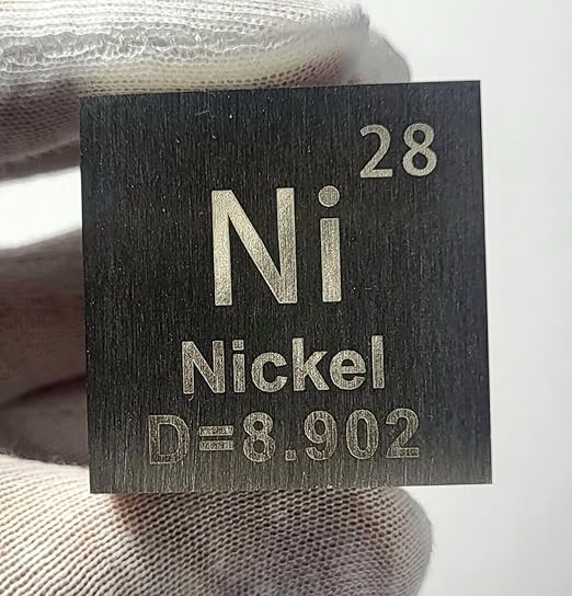 1.5" 38.1mm Nickel Metal Cube Ni up to 99.9% Pure Periodic Table Element Engraved Density Collection Science Education Display Block Cube + Acrylic Case Box - 1PC
