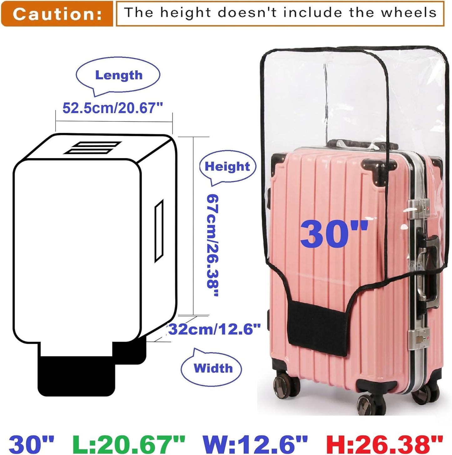 FABUWAY PVC Suitcase Cover - Clear, Transparent, Waterproof & Dustproof - 30"