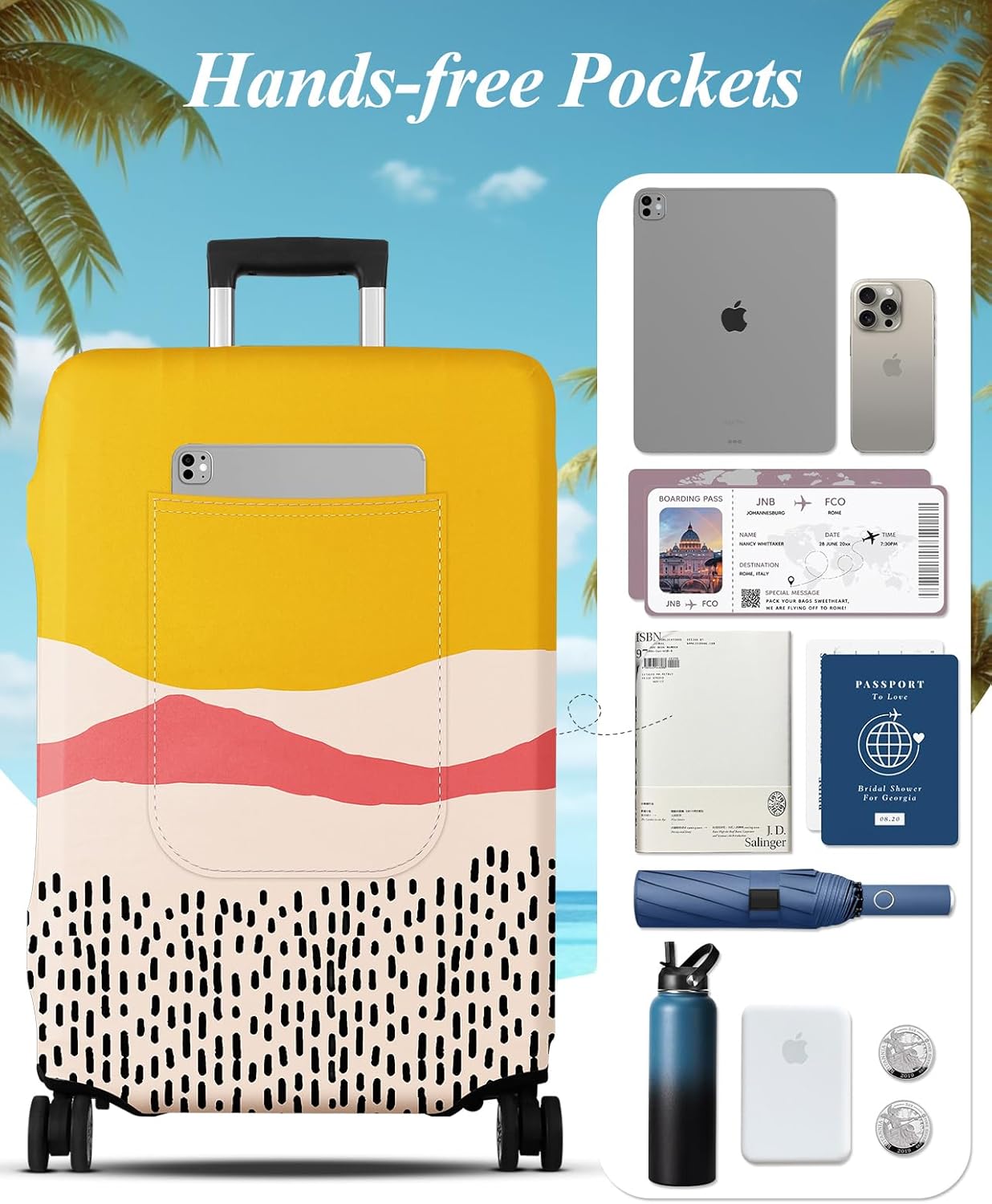 Slohif Luggage Cover for Suitcase Tsa Approved Protector - Luggage Sleeve Large Suit Case Cover Travel Stretch Baggage Case Protective Washable Fit 31-32 Inch Patchwork XL