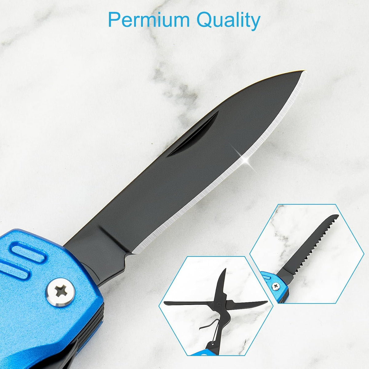 Multitool Knife, 16 in 1 Pocket Knife, Handmade Multi Tool Knife, Birthday Christmas Gift for Men Women Him Her Boyfriend Girlfriend Dad Husband, Blue