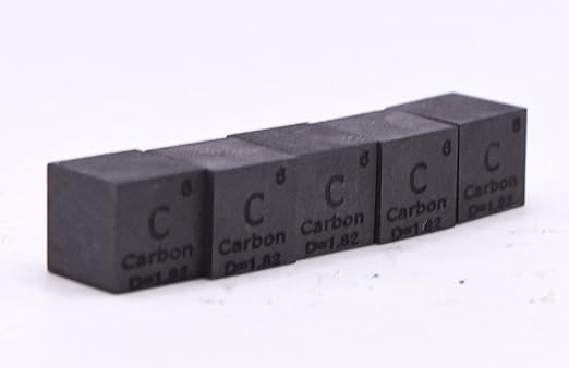 0.39" 10mm Carbon Cube C up to 99.9% Pure Periodic Table Element Engraved Density Collection Science Education Display Block Cube + Acrylic Case Box - 1PC