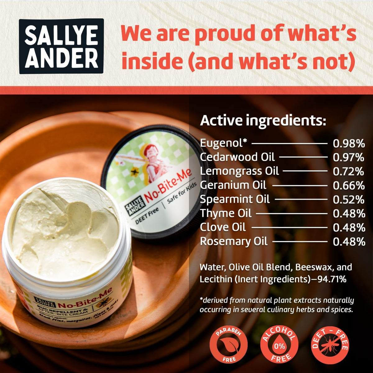 SALLYEANDER No Bite Me All-Natural Bug & Insect Repellent - Anti Itch Cream - 8 oz - Safe for Kids and Infants - Repels Mosquitoes, Black Flies, Fleas, and Ticks