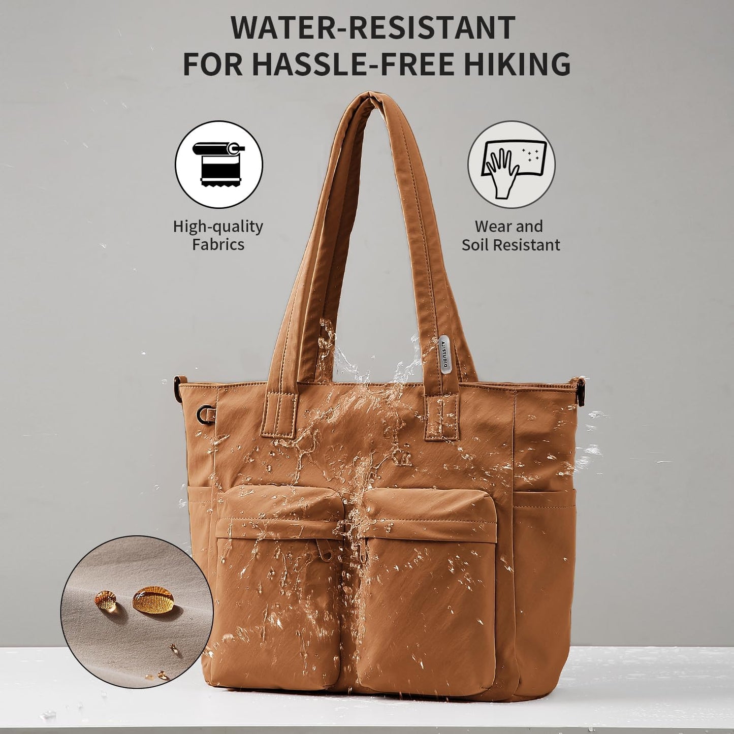 aji Tote Bag for women work, Water-Resistant Tote Bag with Multi Pockets,for Work/Travel/College/Daily