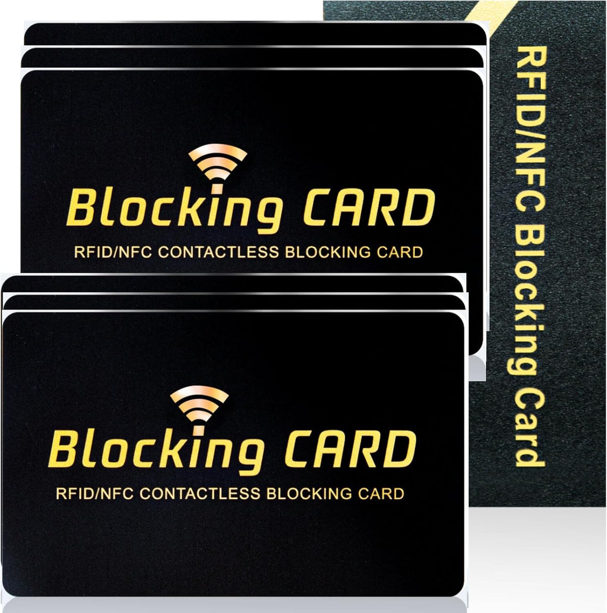 Aigee RFID Blocking Cards 6 Pack, Contactless NFC Debit Credit Card Passport Protector, One Card Protects Entire Wallet for Men and Women, New RFID Blocking Technology No Batteries Required (Black)