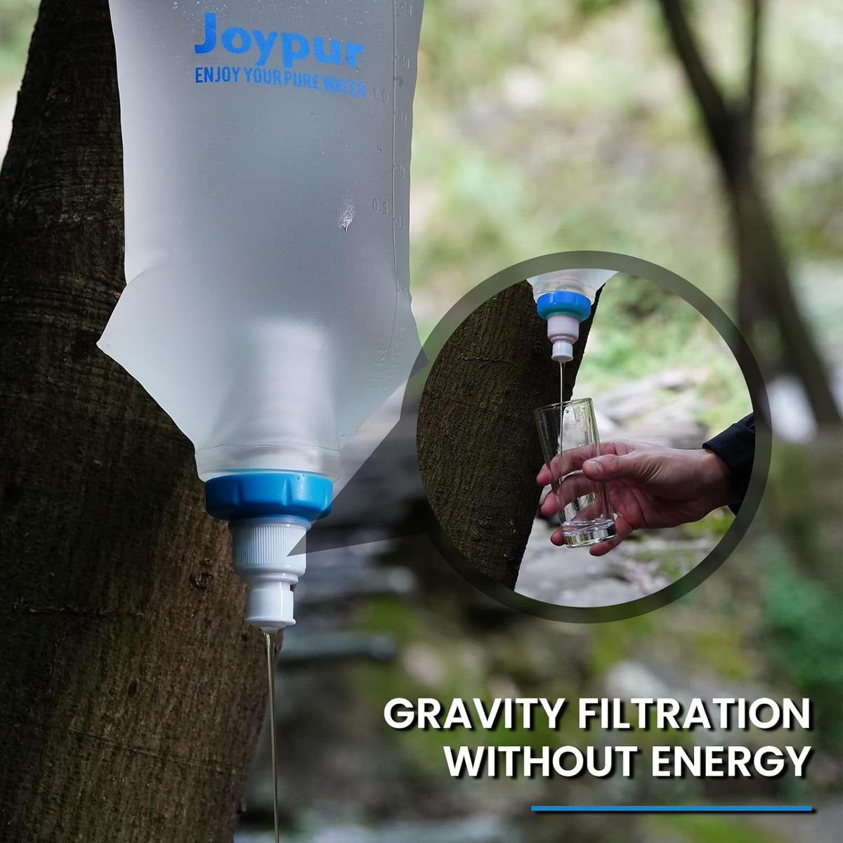 Gravity Water Filter Camping, Survival Water Filtration System, Portable Water Purifier for Travel, Backpacking and Emergency Preparedness, with Ultrafiltration Membrane (0.01 Micron)
