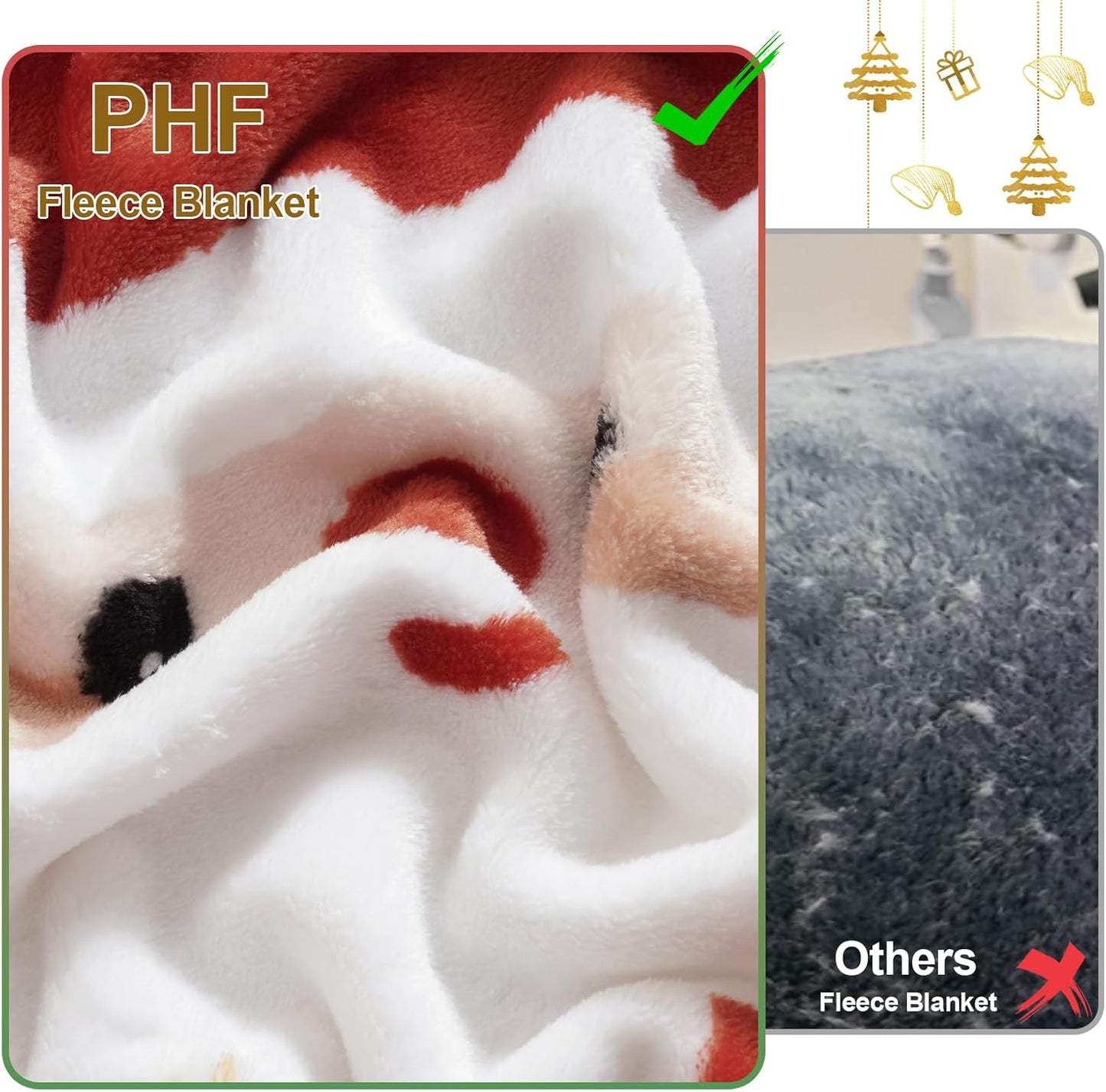 PHF Printed Fleece Throw Blanket, No Shed No Pilling Ultra Soft Plush Cozy Xmas Prints Theme Home Décor Flannel Blanket for Bed, Sofa, Couch and Gift, 50" x 60", Christmas Island