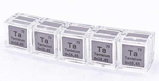 0.39" 10mm Tantalum Metal Cube Ta up to 99.9% Pure Periodic Table Element Engraved Density Collection Science Education Display Block Cube + Acrylic Case Box - 1PC