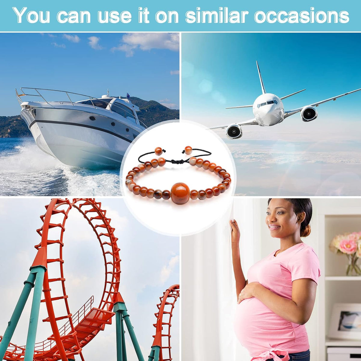 Sureio 6 Pcs Motion Sickness Bands Bracelet Anti Nausea Adjustable Wristband for Cruise Ship Essentials Seasickness Adult