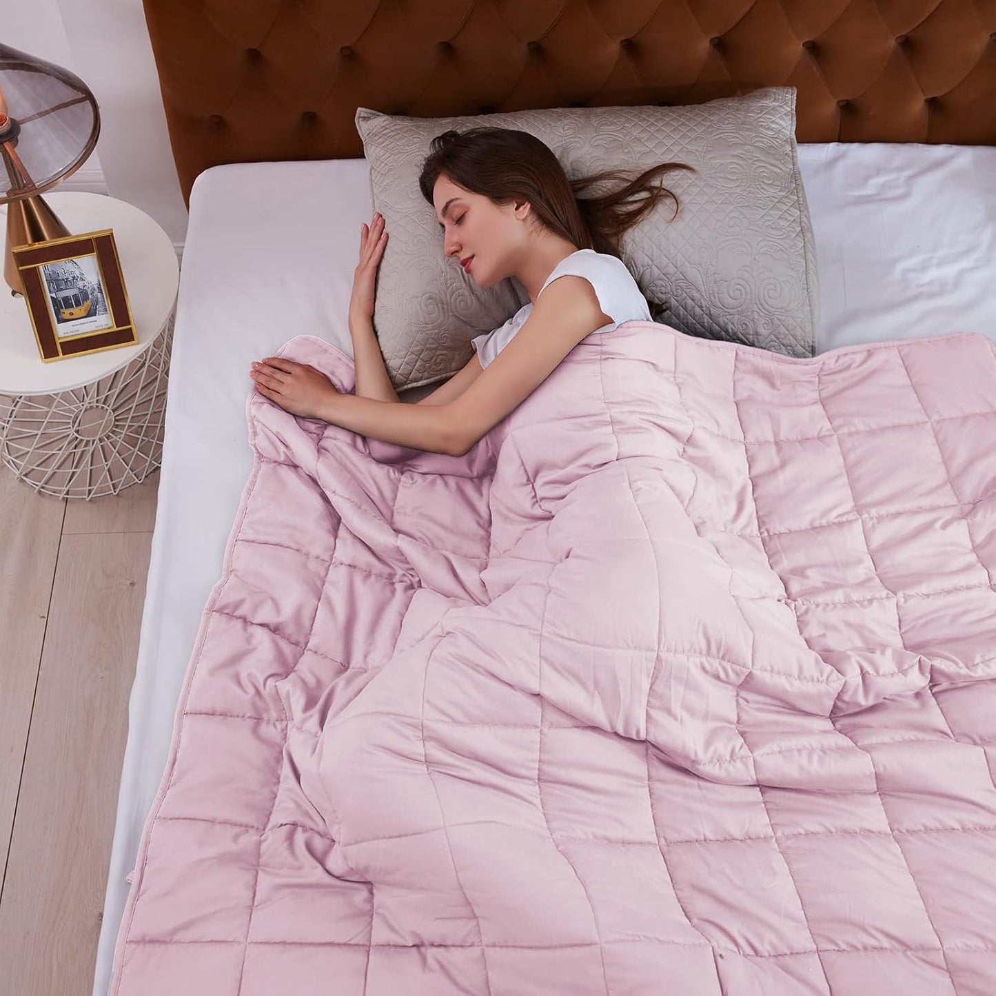 L'AGRATY Weighted Blanket - 60"x80" 25lbs Cooling Breathable Heavy Blanket Microfiber Material with Glass Beads for Adult All-Season Summer Fall Winter Soft Thick Comfort