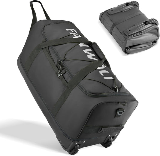 Fanwoli 30'' Rolling Duffel Bag with 2 Wheels - No-Sag Design for Heavy Loads, Expandable 100L-120L Luggage with Soft Handle & Lock, Waterproof Foldable Lightweight with for Travel, Camping,Moving