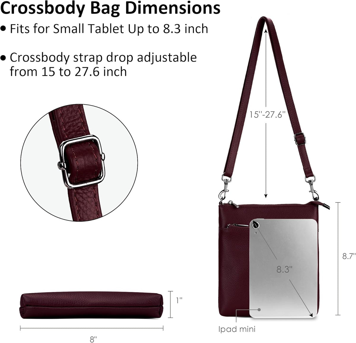 befen Genuine Leather Small Crossbody Purses for Women Travel Cross Body Bags Lightweight with Adjustable Shoulder Strap