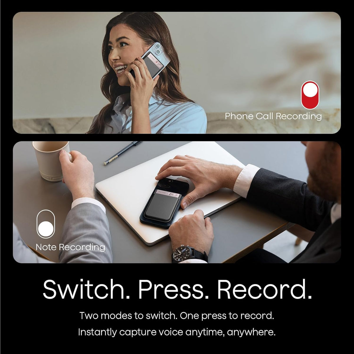 AI Voice Recorder, Note Voice Recorder w/Case, App Control, Transcribe & Summarize with AI Technology, Support 112 Languages, 64GB Memory, Audio Recorder for Lecture, Meeting, Call, Interview