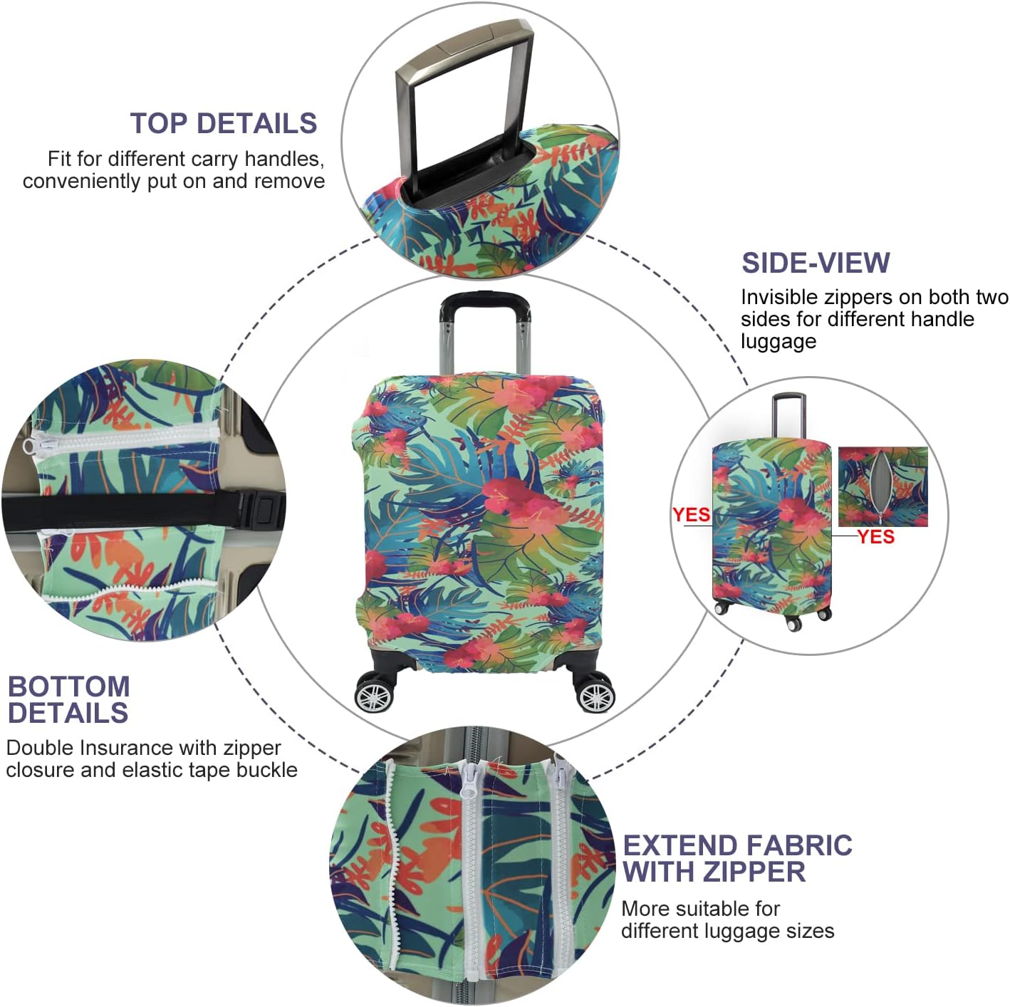 Travel Luggage Cover, Suitcase Protector Bag Fits 19-20 Inch Luggage Colorfulmaple